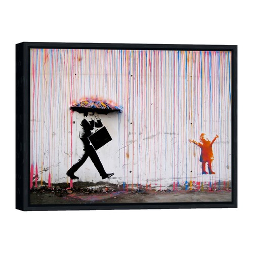 BANKSY Butterfly Suicide Graffiti Modern Art Print Framed Canvas