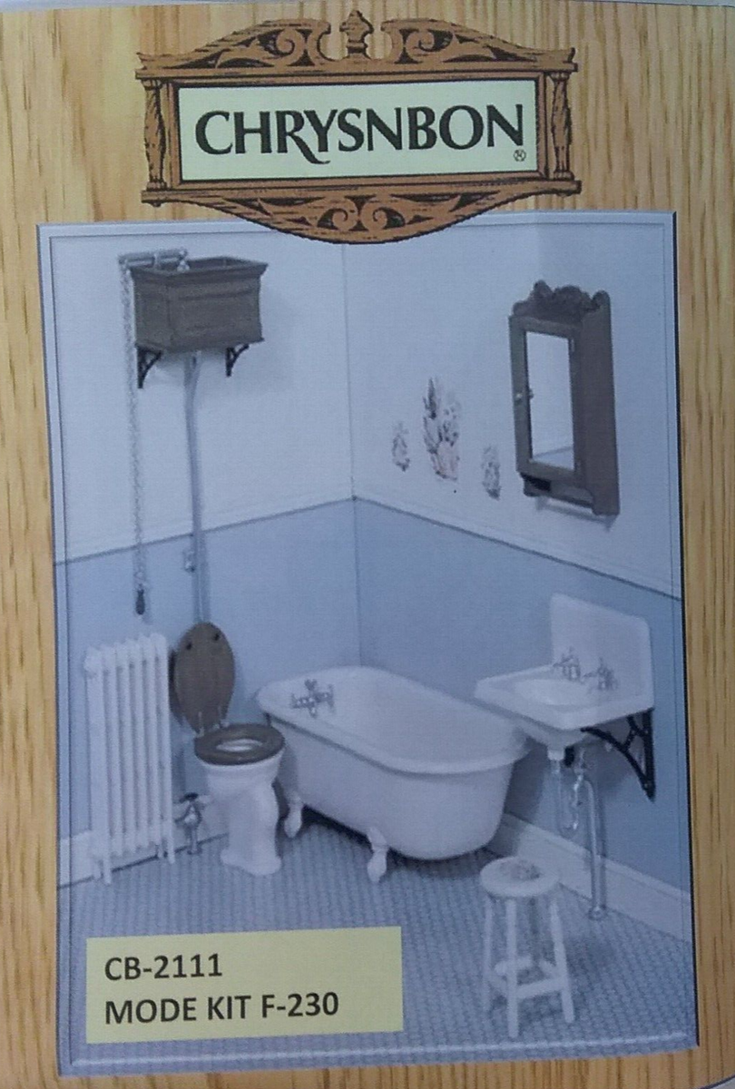 Dollhouse Miniature Chrysnbon Victorian Bathroom Tub Sink Toilet