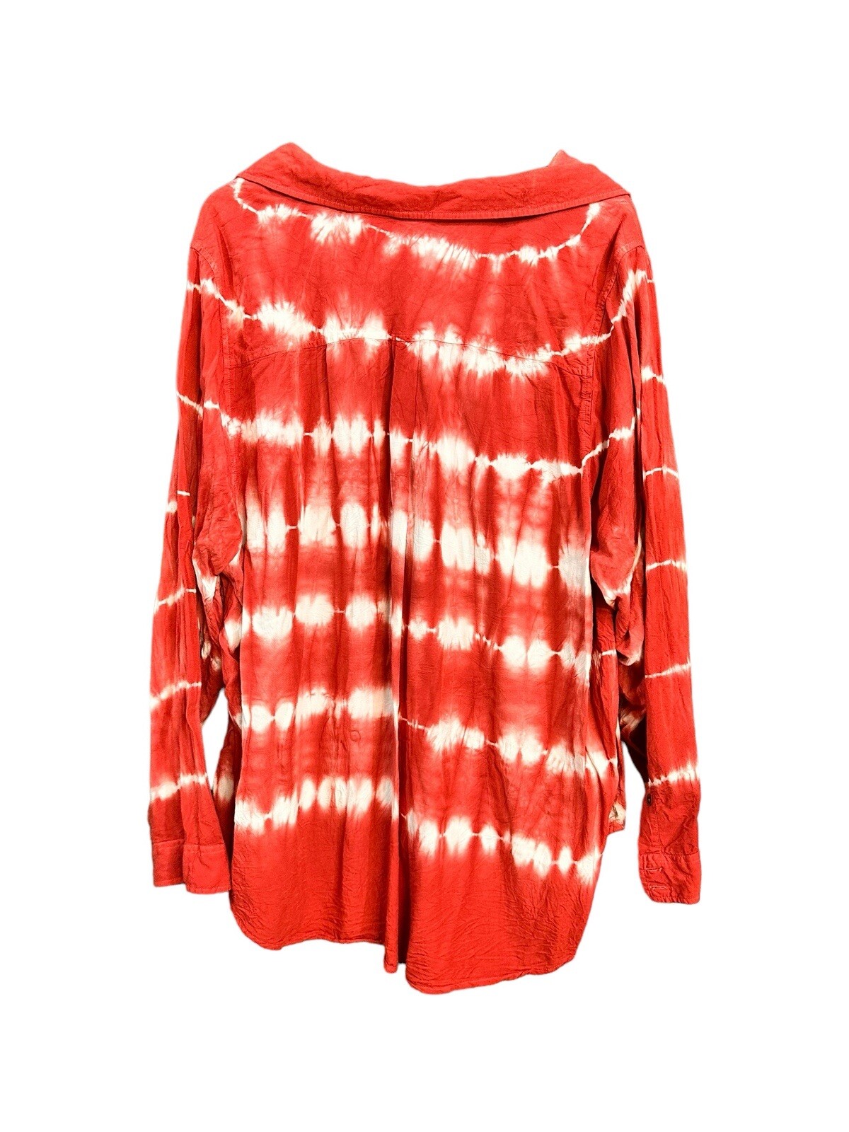 Torrid Red Tie-Dye Button Down Collared Blouse Bo… - image 3
