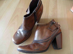 Bottes Gino Vaello Cuir Vernis Bordeaux - Bout Carré - Taille 40 - Occasion Très Bon état