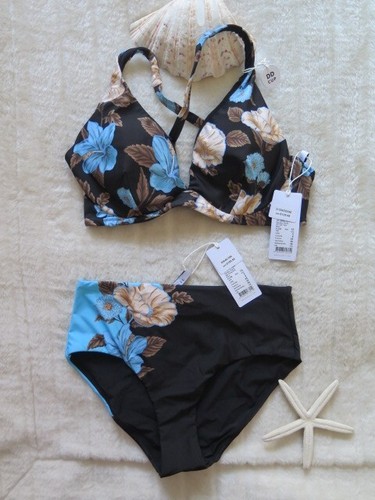 Seafolly 10DD Garden Party U/W Fixed Tri & 10 Garden Party High Waist Pant Black - Picture 10 of 18
