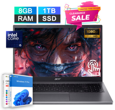 2025 Acer Aspire 5 Touch Laptop 15.6 Office 2024 8-Core Intel i5 8GB RAM 1TB SSD