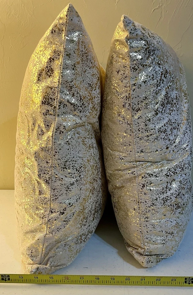 Almohadas Champagne 18x18, Fundas de Almohada Dorado y Blanco,Juego de 2 Brillo 18x10 Foto 2 de 4