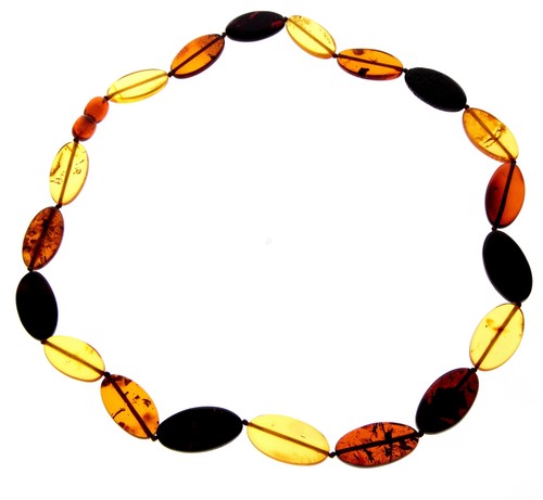 Originale Misto Ambra Baltica Piatto Ovale Oliva Perle Lussuoso Collana - NE0172 - Foto 3 di 4