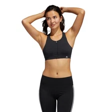 Adidas Ultimate Zip Front High Support Sports Bra Women Size 30 DD Black FJ7283