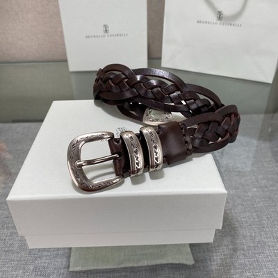 Brunello Cucinelli 3.0 Wide Men's Leather Belt, Matte Cowhide, Size 110cm