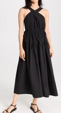 Madewell Poplin Haltered Tiered Maxi Dress Size 6 Black