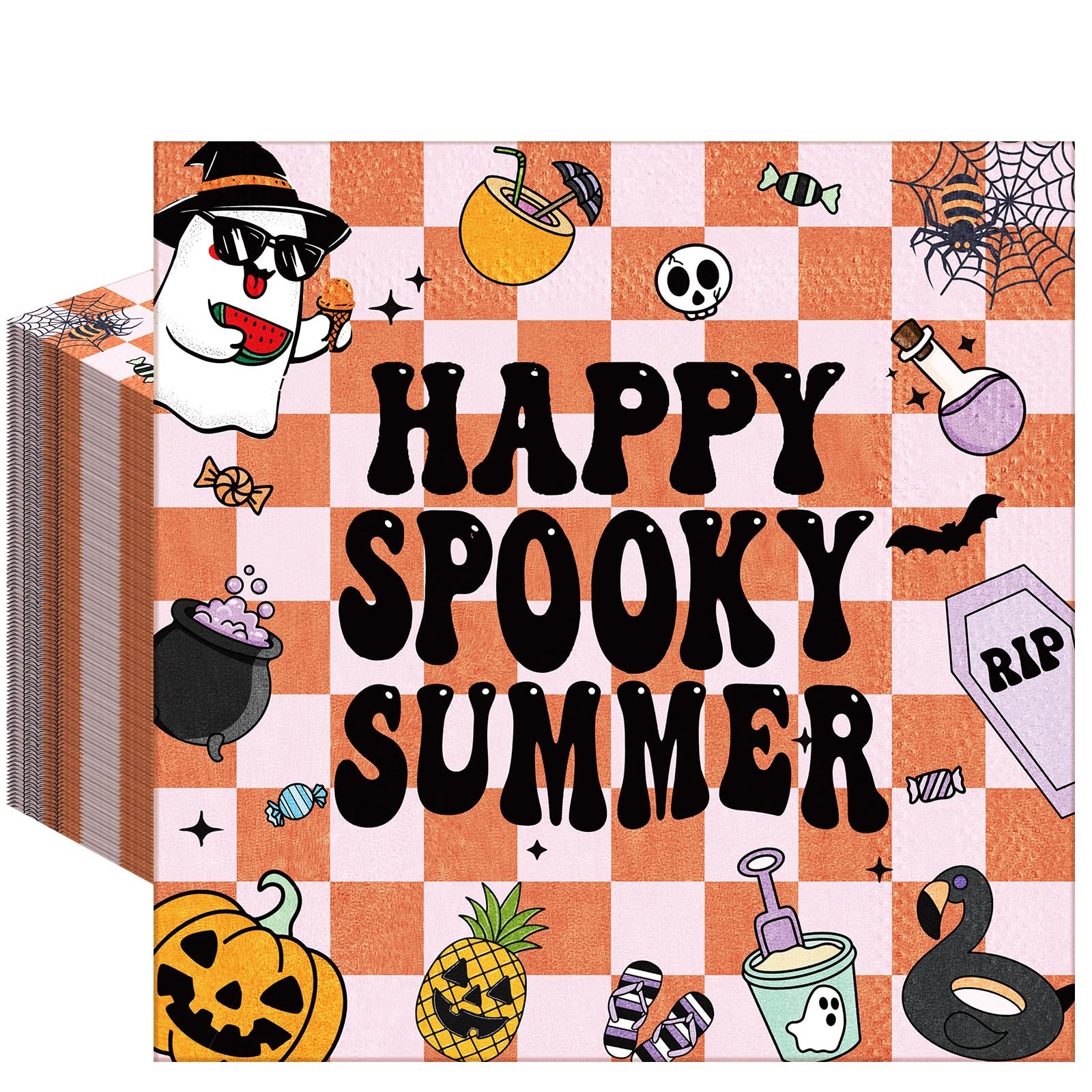 50 Pcs Halloween Paper Napkins Cocktail Napkins Party Supplies Cartoon Ghost Nap
