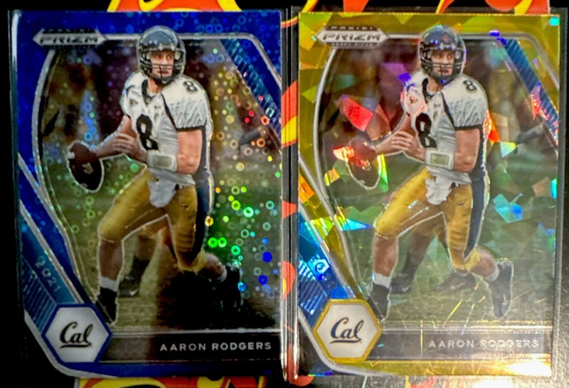 Aaron Rodgers Panini Prizm Draft Picks Cal Blue Gold Prizm Lot of 2