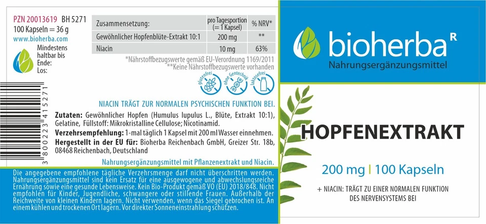 Hopfenextrakt 200 mg 100 Kapseln - Bild 2 von 2