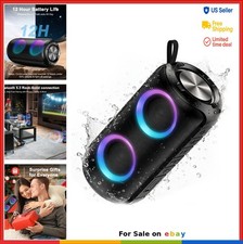 Portable Bluetooth Speaker 24W IPX7 Waterproof 12H Playtime RGB Lights Stereo