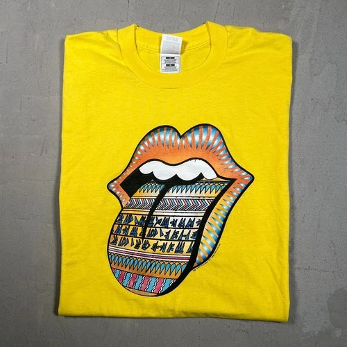 Rolling Stones Bridges Babylon Tour Yellow Tee 1990s vintage concert t-shirt, vintage, size L, single stitch, B+ condition