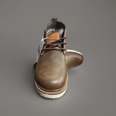 Buffalo Brown Leather Chukka Boots Lace-Up Memory Foam Ankle for Men