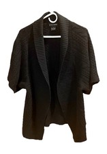 Sutton Cashmere Black Open-Front Sweater Cable Knit Hi-Lo Women  s Size Small