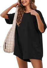 NEW Relaxed-fit Casual Short-sleeve V-neck Ba...