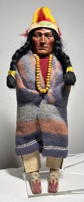 Vintage 40's 50's Native American Indian Chief Skookum Doll 11'' ~ Necklace