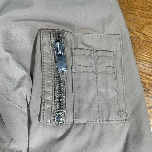The Kooples Men's Bomber Jacket Size Large Tan Midweight W/ Leather Trim Aviator image 7
