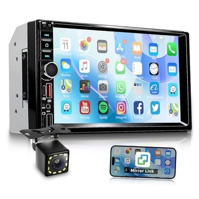 2 Din Car Radio with Bluetooth iOS/Android Mirror Link, 7 Inch Wireless CarPlay