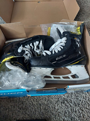 Bauer Supreme M4 Senior Ice Hockey Skates Size 11 Black/White/Yellow Lace-Up