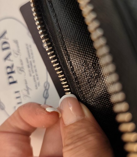 PRADA PORTAFOGLIO Continental Lux Pelle Saffiano Nera Logo Triangolo - Picture 15 of 19