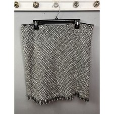 Apostrophe Tweed skirt Womens 18 Gray fringe Pencil Wool blend Lined Office