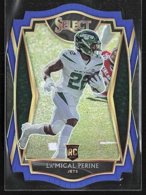 2020 Panini Select Die-Cut Prizm Blue La'Mical Perine New York Jets #180