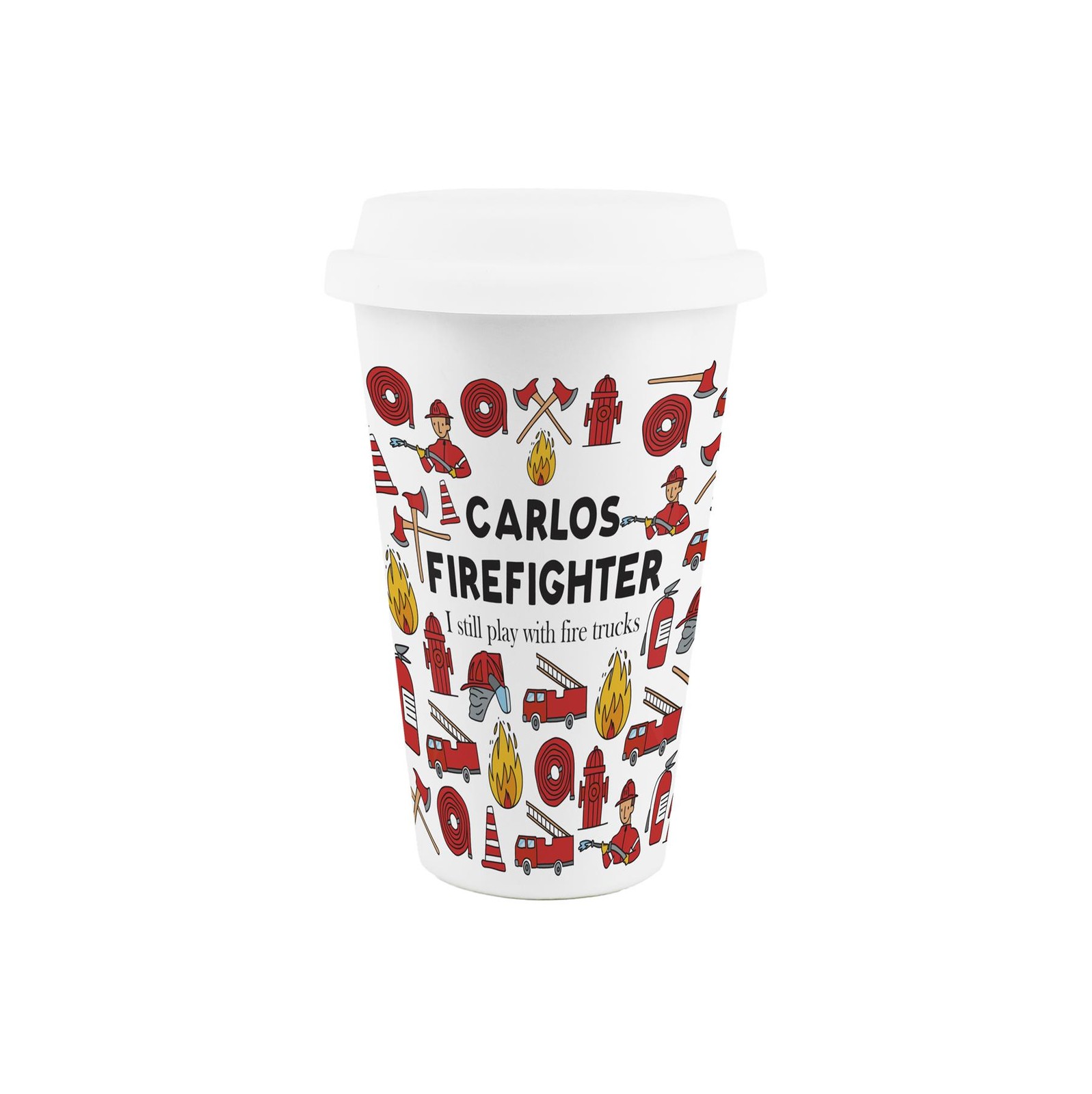 Custom Firefighter Ceramic Travel Mug - Emergency Service Worker Gift