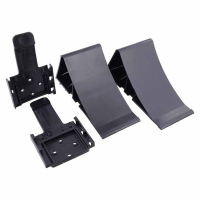 2x Unterlegkeile Bremskeile m. Klipp-Halter Schwarz Keil für Anhänger Hemmschuhe