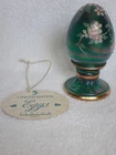 Fenton green carnival glass gold trim Floral egg signed and numbered