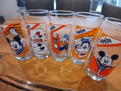 5 Sammelgläser Fanta Donald Duck Mickey Mouse Minnie Goofy Gläser Disney 1986