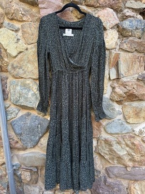 Peruvian Connection x Glenda Bailey Maxi Dress Small Cheetah Boho Cottage Core