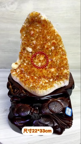 7.05kg Natural citrine geode quartz crystal mineral specimen Decoration + stand - Video 1 of 1