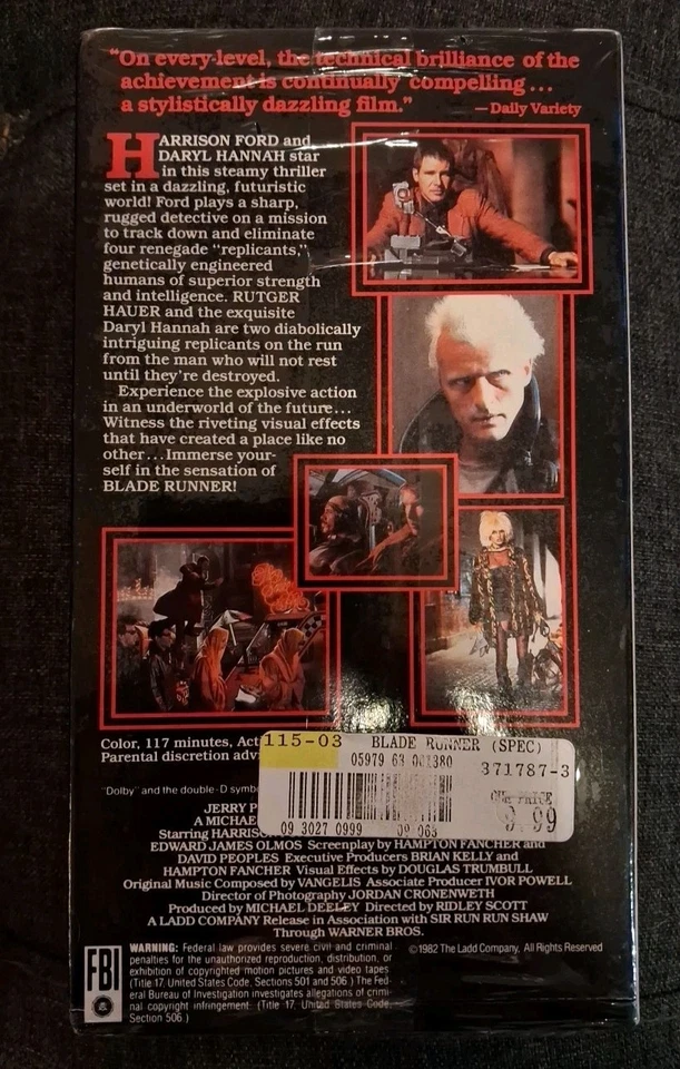 Blade Runner VHS Factory SEALED 1982 Rare Release! Get It Graded! - Image 2 of 4