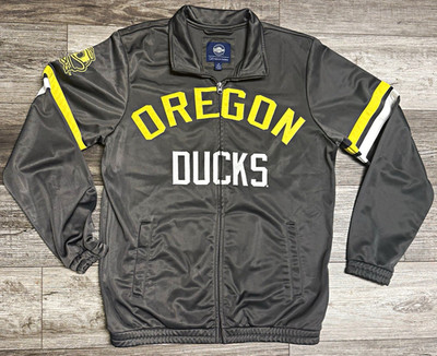 Oregon Ducks Full Zip Jacket - Gray/Yellow/White Team Jacket Sz M