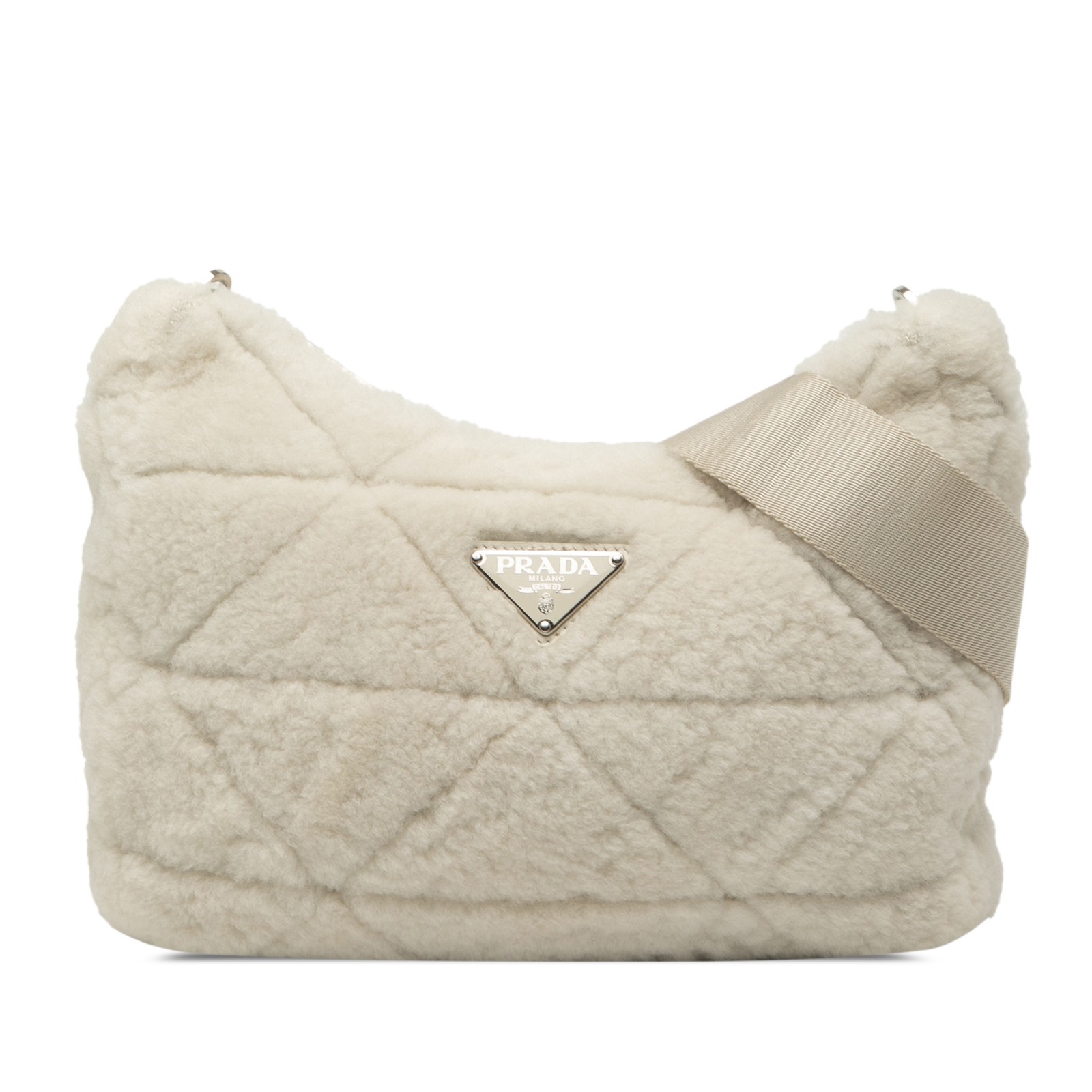 Authenticated Prada Quilted Shearling Padded Cros… - image 1