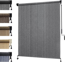 8w X8h Light Grey Outdoor Roller Shade - Cordless Exterior Roll Up Sun Sha 8w X8h Light Grey Outdoor Roller Shade - Cordless Exterior Roll Up Sun Sha