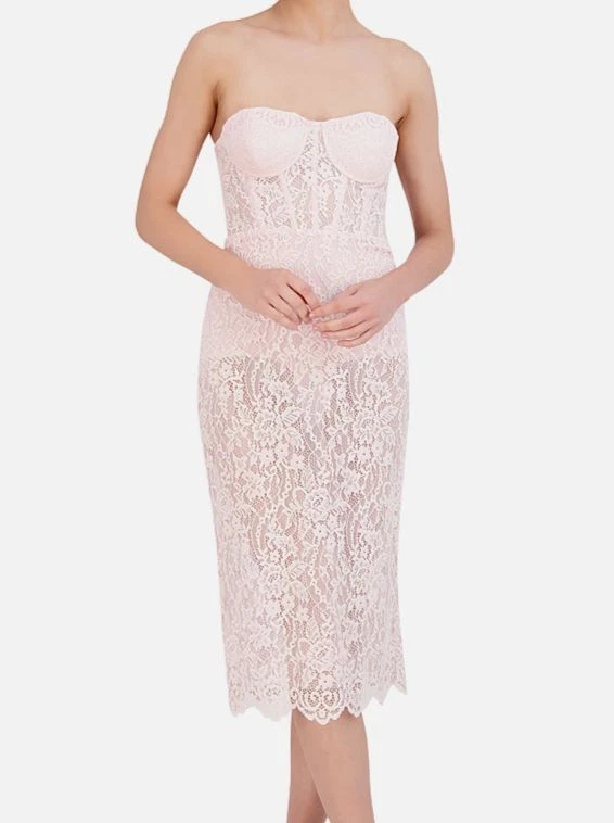 knee length dresses for ladies BCBG Max Azria Karey Berry Pink Lace Open Back Evening Formal Dress si –  Queen City Resale main image 1