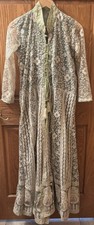 Lace Embroidered Long Sheer Kurta for Women Gray White with Floral Pattern