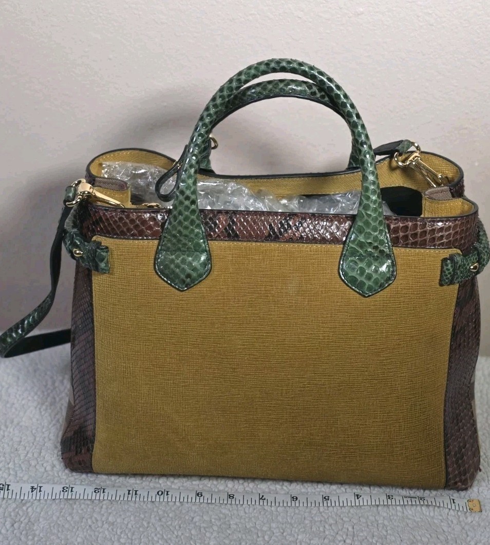 Rare Burberry Python/ Suede Medium Banner Tote in… - image 3