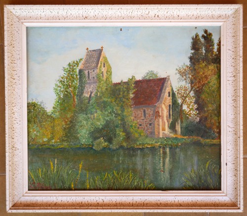 tableau signé Kleyn: église