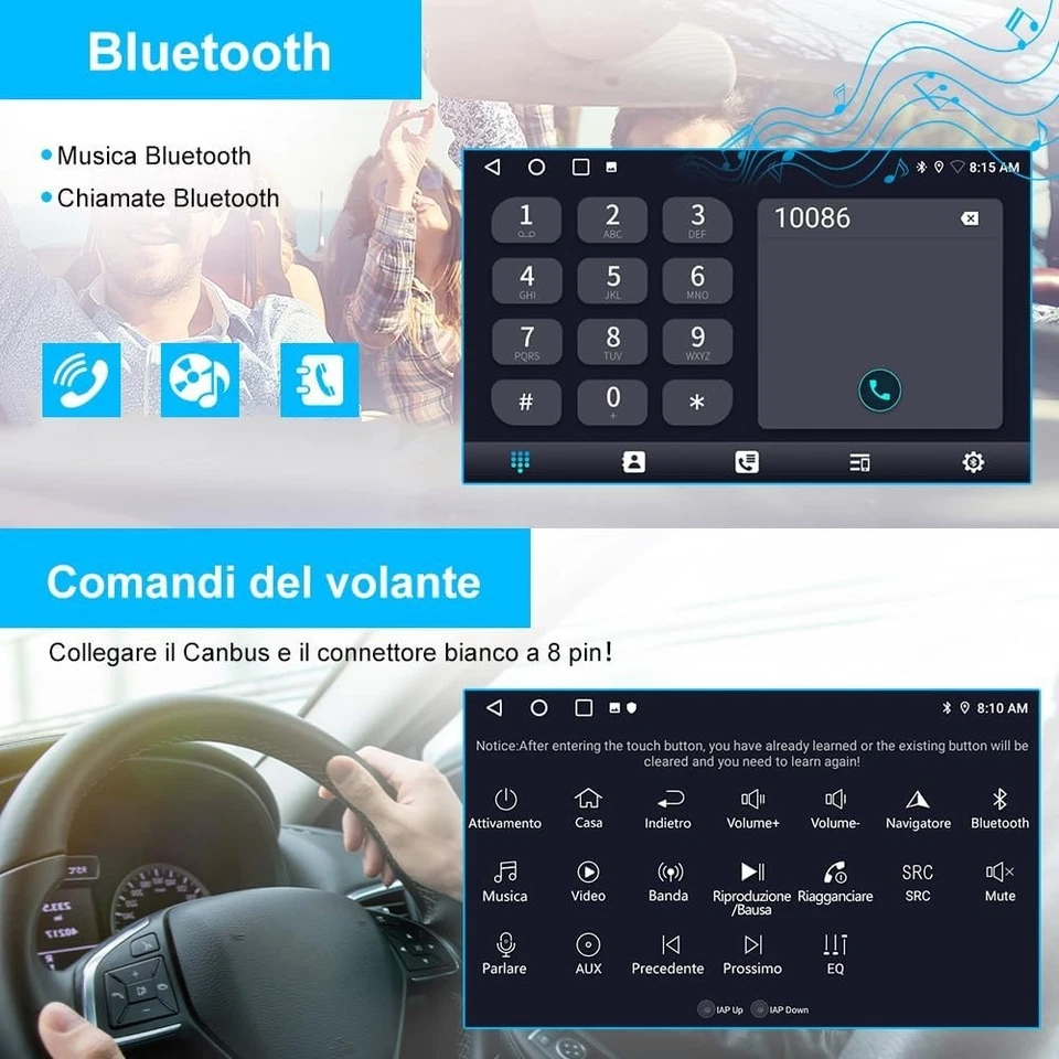 Autoradio Android  2GB+64GB  7" BT GPS RDS per VW Golf 5 6 Plus Polo Passat - Immagine 2 di 4