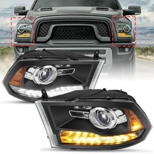Fit For 2009-2018 Dodge Ram 1500 2500 3500 Chrome Projector Headlights Wled Drl