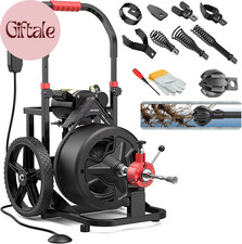 100 Ft X 1/2 Inch  Auto Feed Electric Drain Snake Auger for 2 to 4 Inch Pipes, S