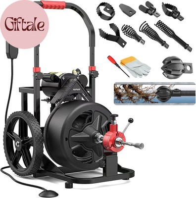 100 Ft X 1/2 Inch  Auto Feed Electric Drain Snake Auger for 2 to 4 Inch Pipes, S