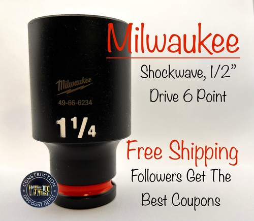 Milwaukee Werkzeug 49-66-6234 1-1/4" Steckschlüssel Shockwave Schlagschrauber 1/2" Antrieb tief - Bild 1 von 2