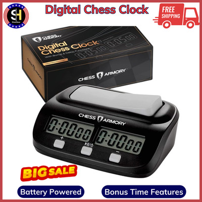 Digital Chess Clock - Portable Timer with Tournament and Bonus Time Features