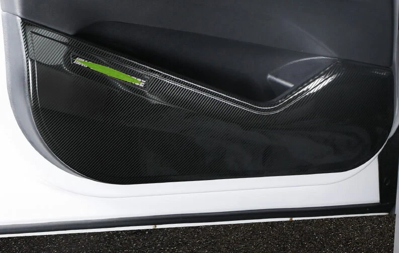 Cubierta de panel de protección de puerta interior de acero de fibra de carbono para BMW X1 2016-2021 Foto 3 de 4