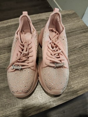 JUICY COUTURE ADANA Lace Up Sneakers Shoes Crystal Rhinestones BLUSH Size 8 PINK