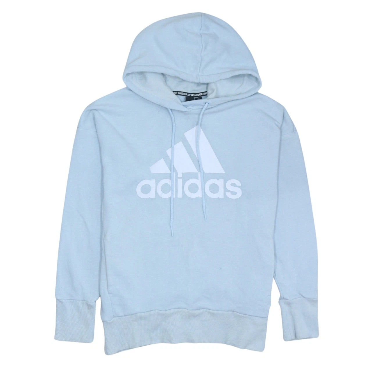 Adidas Womens Blue Pullover Hoodie Size S Casual Logo Sweatshirt