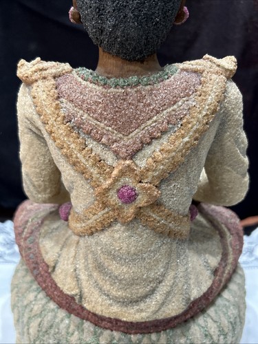 Burmese? carved wooden figurine /textured overlay.Unsigned 12.5”T X 7”L X 5” W - Picture 9 of 12